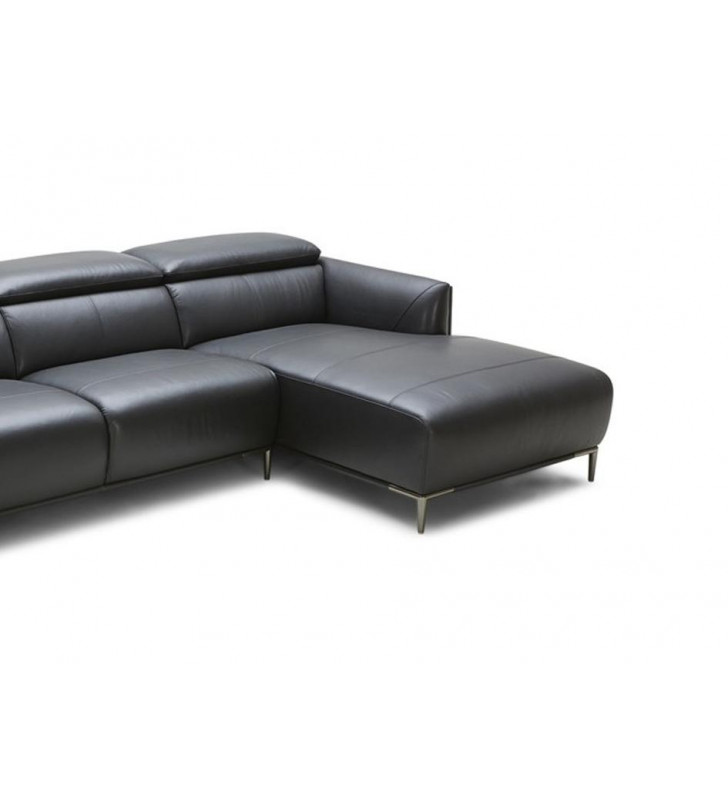 Modern Black Full Leather Sectional, Divani Casa Modern Leather Sectional Sofa
