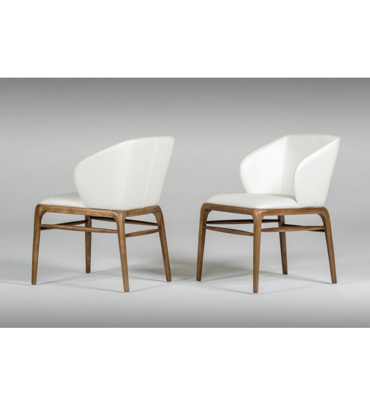 VIG Modrest Kipling Cream & Walnut Dining Chair Set 4Pcs Modern Contemporary