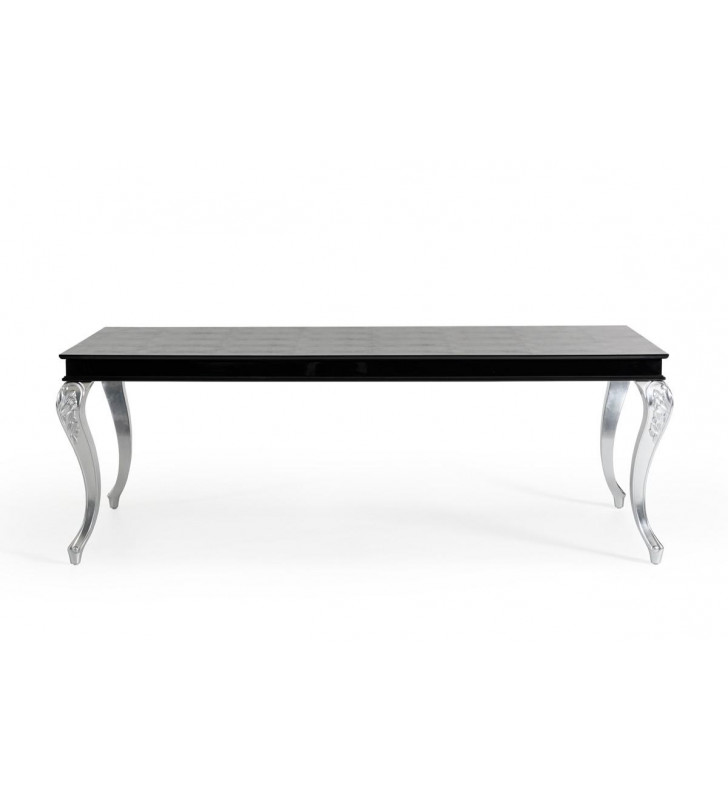 Large Black Crocodile Dining Table w/Silver Legs VIG A&X Ampir Modern 