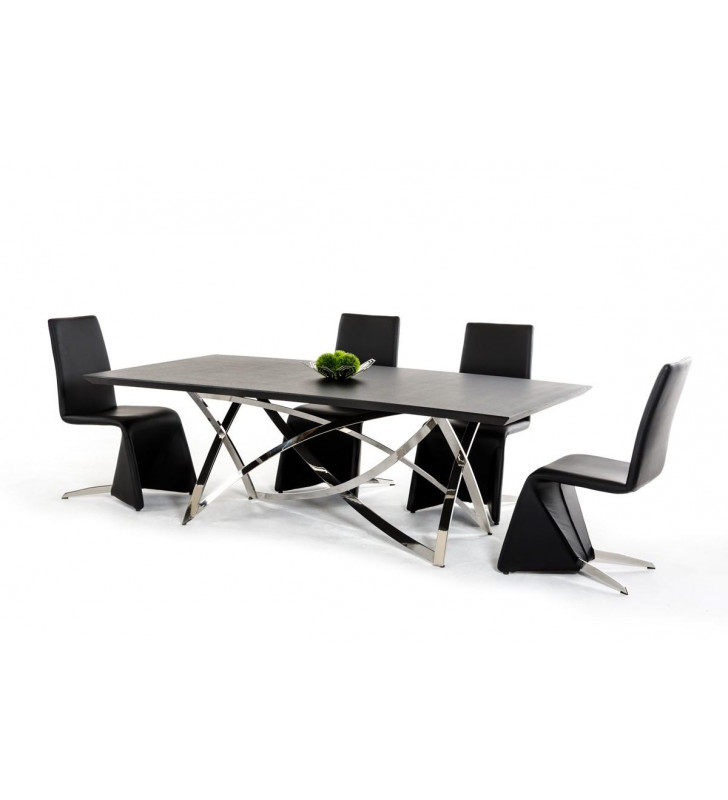 VIG Modrest Labyrinth Wenge Dining Table Black Chairs Set 7 Pcs Modern