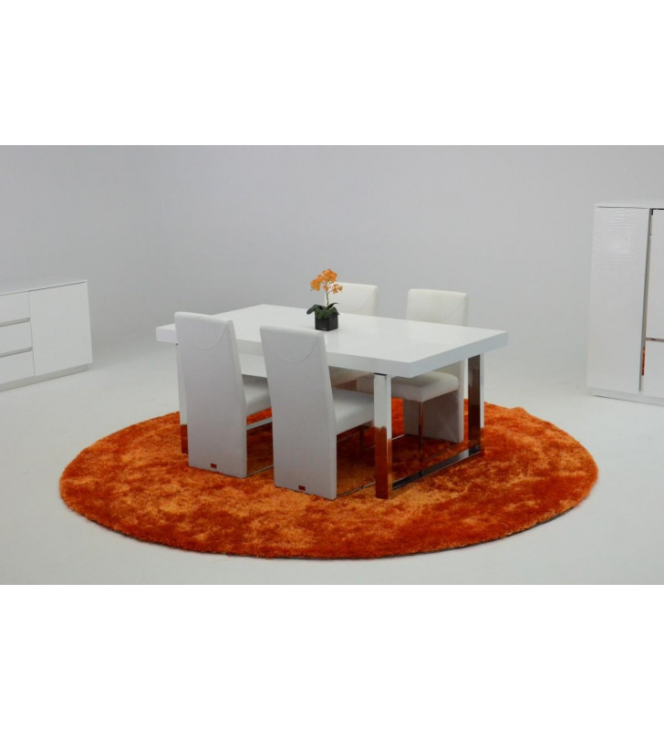 White Crocodile Extendable Dining Table Set 5 Pcs VIG A&X Skyline Contemporary
