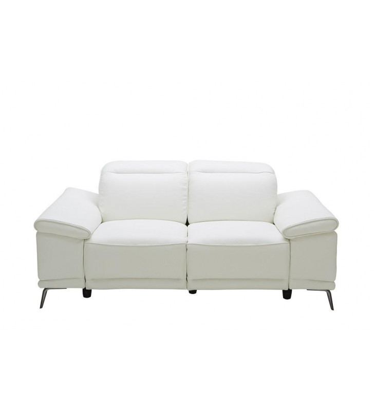 J&M Furniture Gaia White Italian Premium Leather Recliner Sofa Contemporary