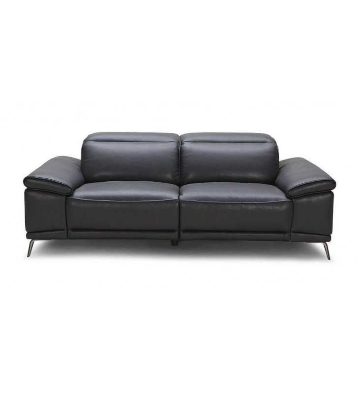 J&M Giovani Modern Premium Black Italian Leather Electric Motion Recliner Sofa
