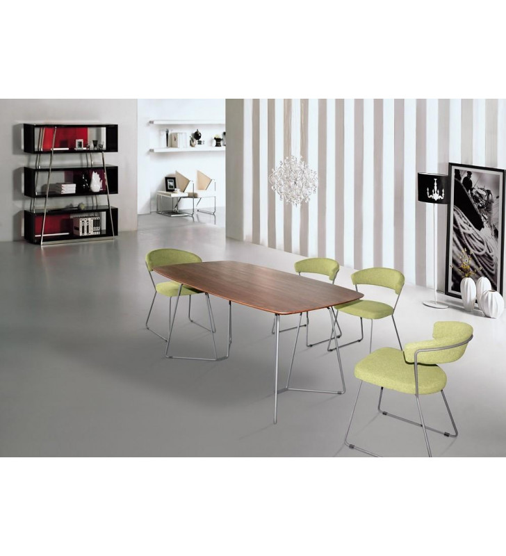 J&M Furniture Belmont Walnut Matte Finish Modern Dining Set 7Pcs Contemporary Modern