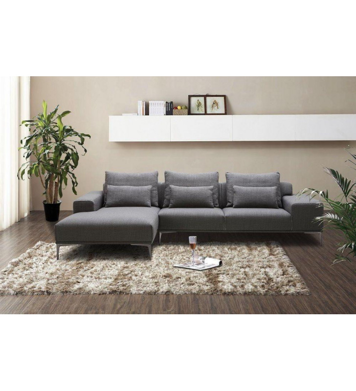 Premium Dark Grey Fabric Sectional Sofa LHC Contemporary J&M Christian