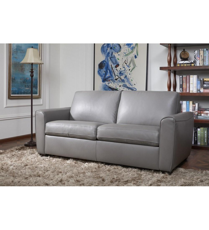 J&M Jasper Modern Grey Premium Leather Foam Mattress Sofa Sleeper Contemporary