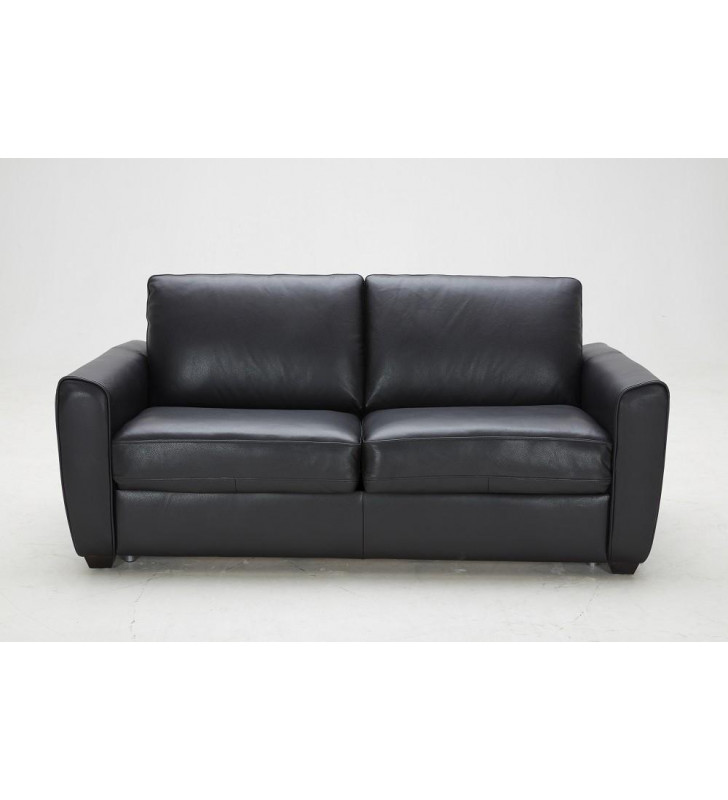 J&M Ventura Modern Black Premium Leather Foam Mattress Sofa Bed Contemporary