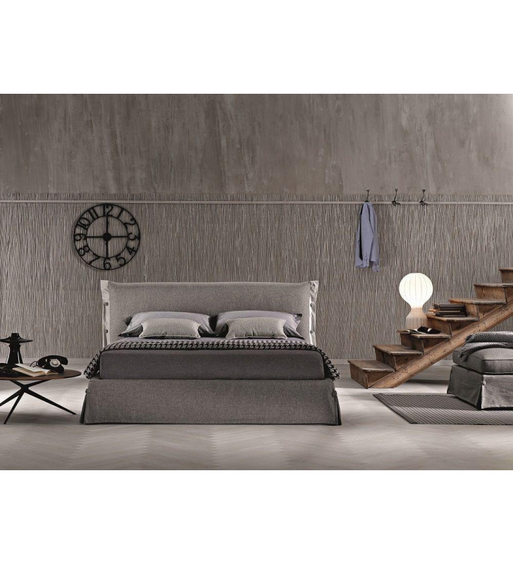 J&M Giselle Contemporary Grey Fabric Storage King Size Bed MADE IN ITALY