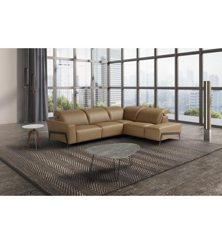 J&M Ocean Contemporary Premium Miele Leather Motion Sectional Sofa Right Hand Chase