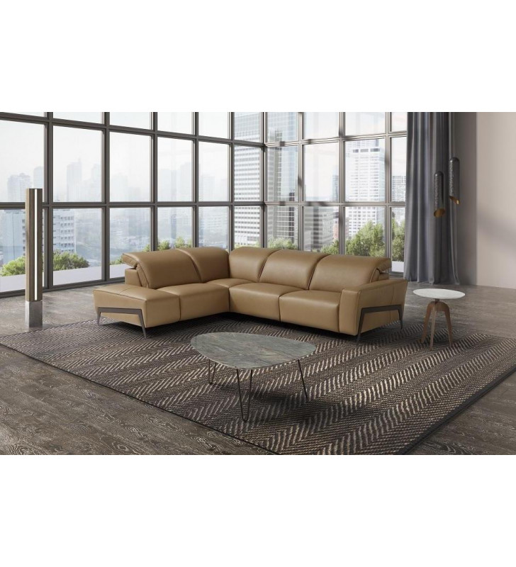 J&M Ocean Contemporary Premium Miele Leather Motion Sectional Sofa Left Hand Chase