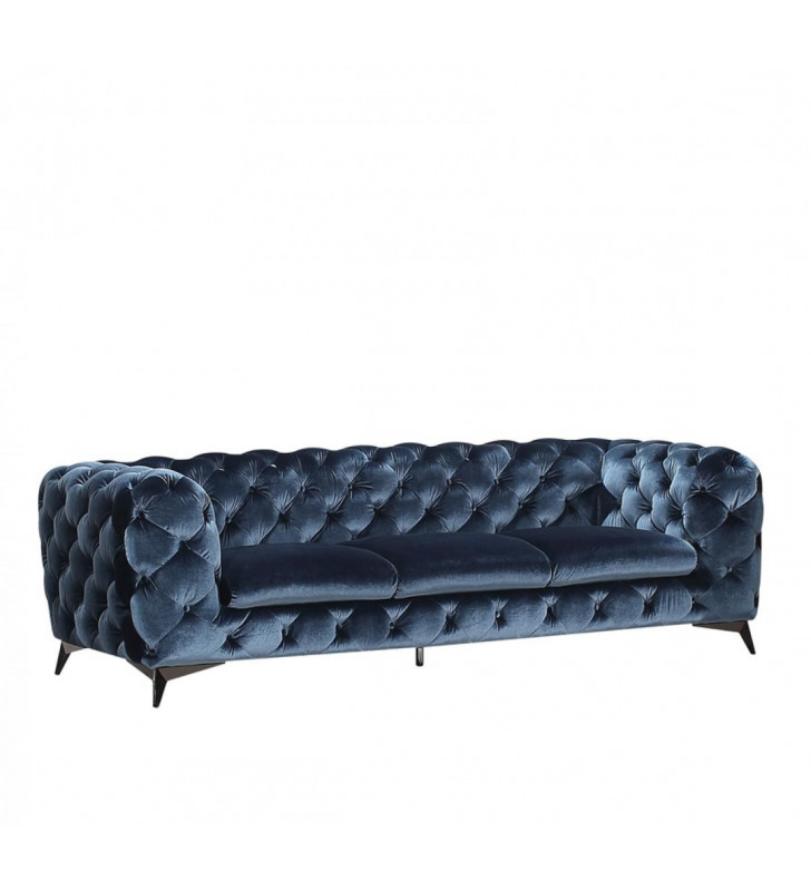 Blue Velour Tufted Sofa Traditional VIG Divani Casa Delilah