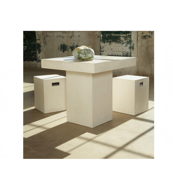 VIG Modrest Yem Ivory Concrete Dining Table & Concrete Dining Stools Set 5 Pcs