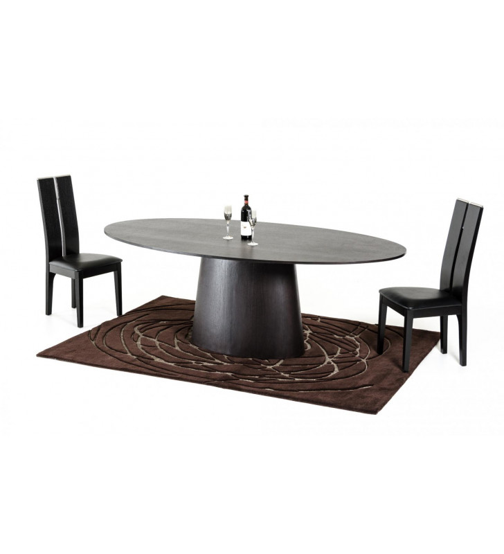 Wenge Oval Dining Table Set 5 Pcs VIG Modrest Stepford Modern Contemporary 