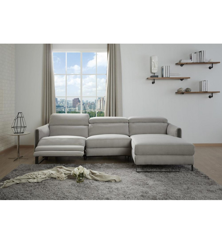 Contemporary Gray Right Hand Chase Recliner Sofa Microfiber J&M Furniture