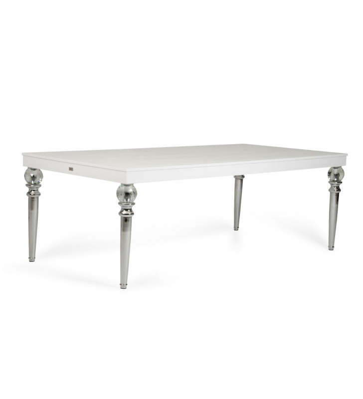 Glossy White Crocodile Texture Dining Table VIG A&X Baccarat Transitional