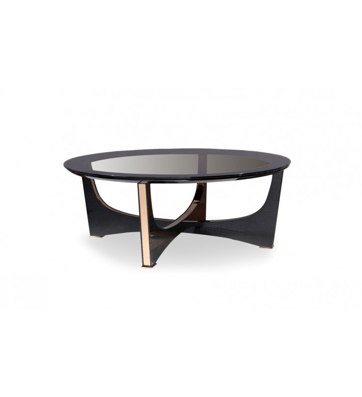 Luxury Black Crocodile & Rosegold Coffee Table VIG A&X Talin Modern Contemporary