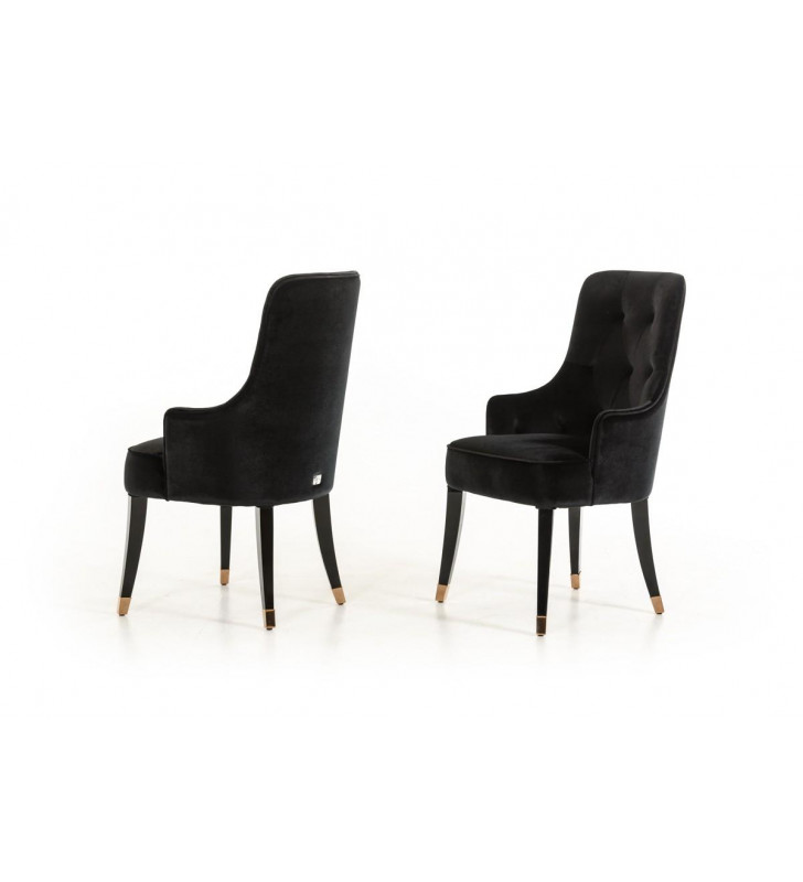 VIG A&X Larissa Luxury Black Velvet Fabric Dining Chair (Set of 2) Modern