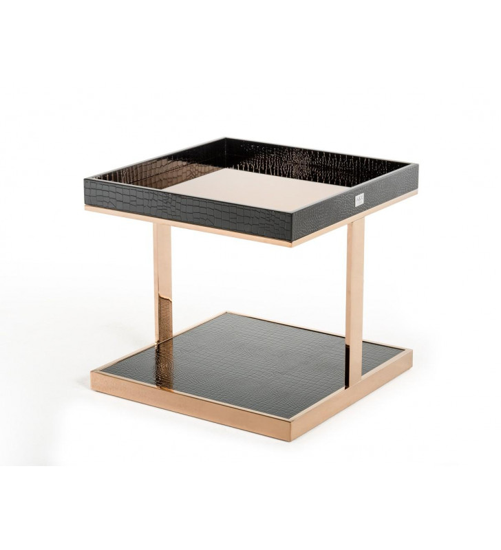 Luxury Large Black & Rosegold End Table VIG A&X Padua Contemporary Modern