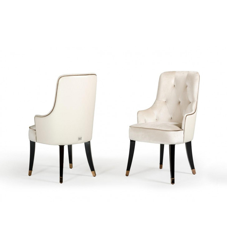 VIG A&X Larissa White Velvet Fabric Dining Chair (Set of 2) Modern Contemporary 