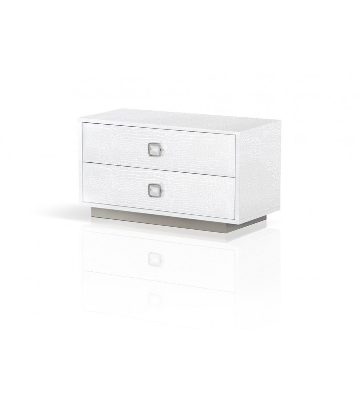 VIG A&X Victoria White Crocodile Textured Nightstand Set 2Pcs SPECIAL ORDER