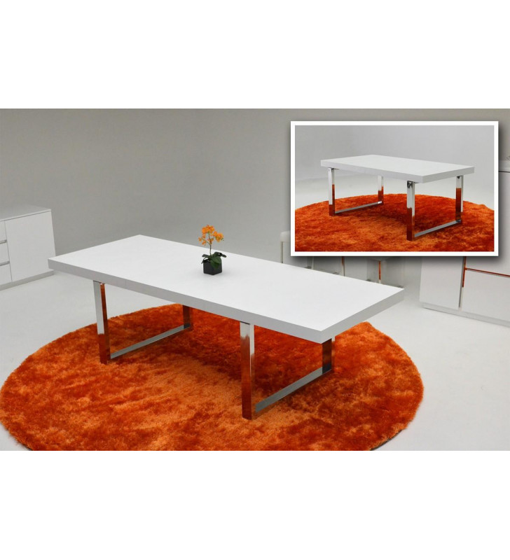 White Gloss Extendable Dining Table VIG A&X Skyline Contemporary Modern
