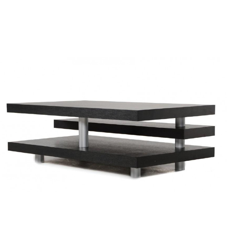 Multi-Tier Black Oak Coffee Table VIG A&X Adrian Modern Contemporary