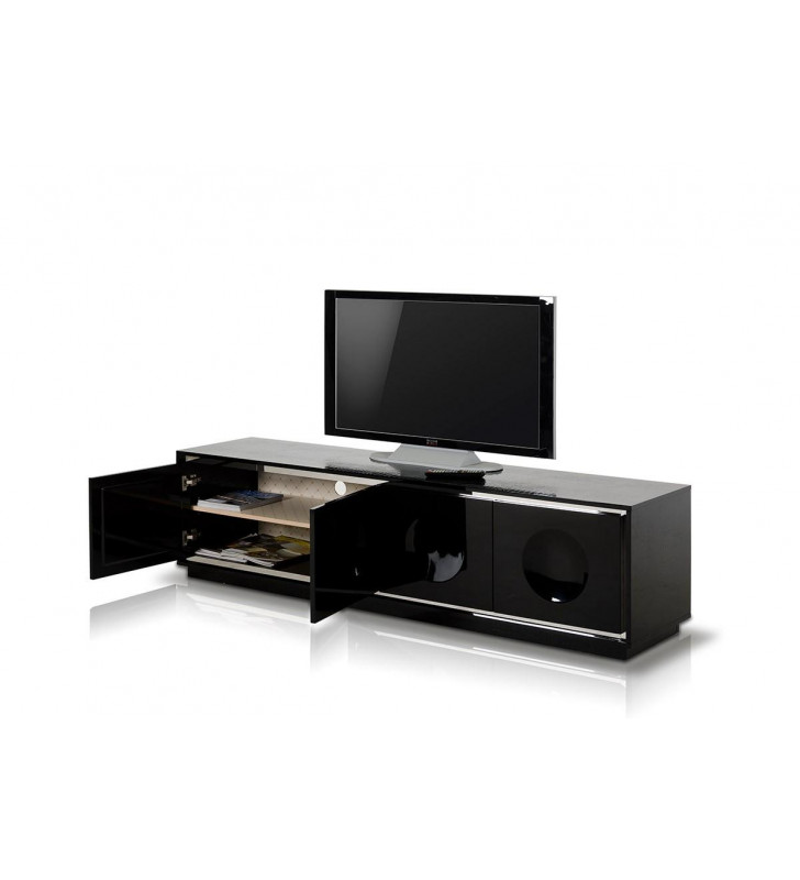 Luxury Glossy Black Crocodile Lacquer TV Stand VIG A&X Grand Modern 