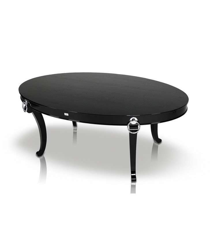 Luxurious Black Crocodile Dining Table VIG A&X Bellagio Transitional Modern