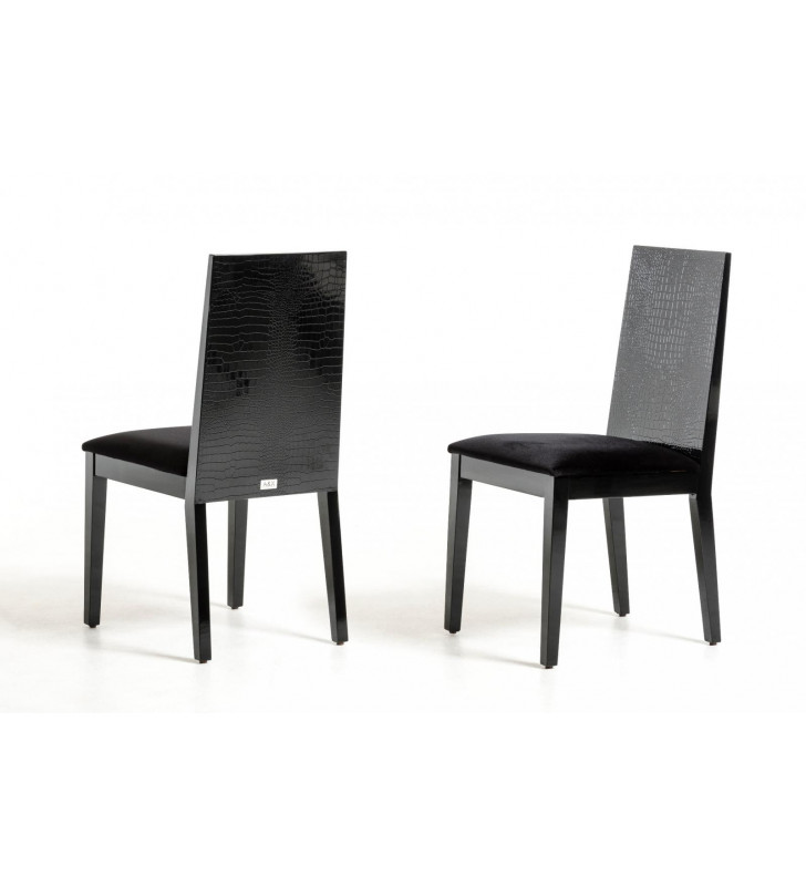 VIG A&X Bridget Black Crocodile Pattern Fabric Dining Chair (Set of 2) Modern
