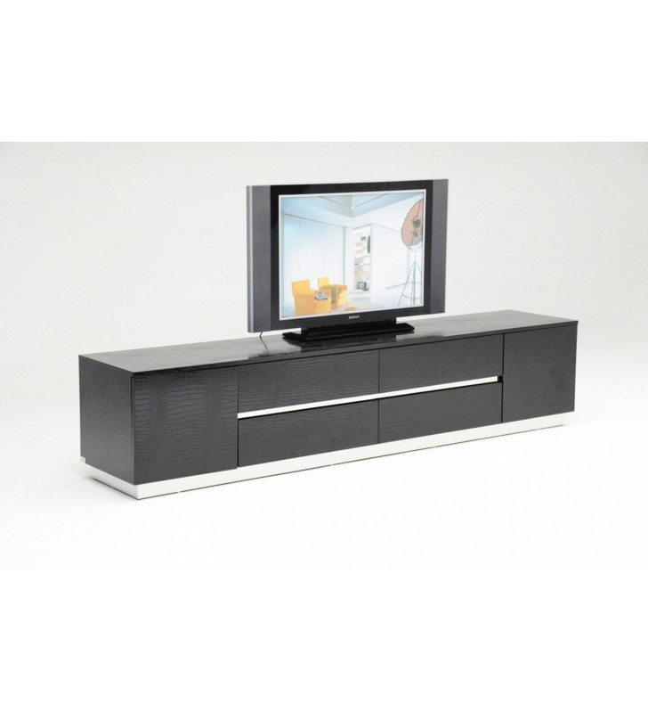Luxury Glossy Black Crocodile Lacquer TV Unit VIG A&X Skyline Modern 