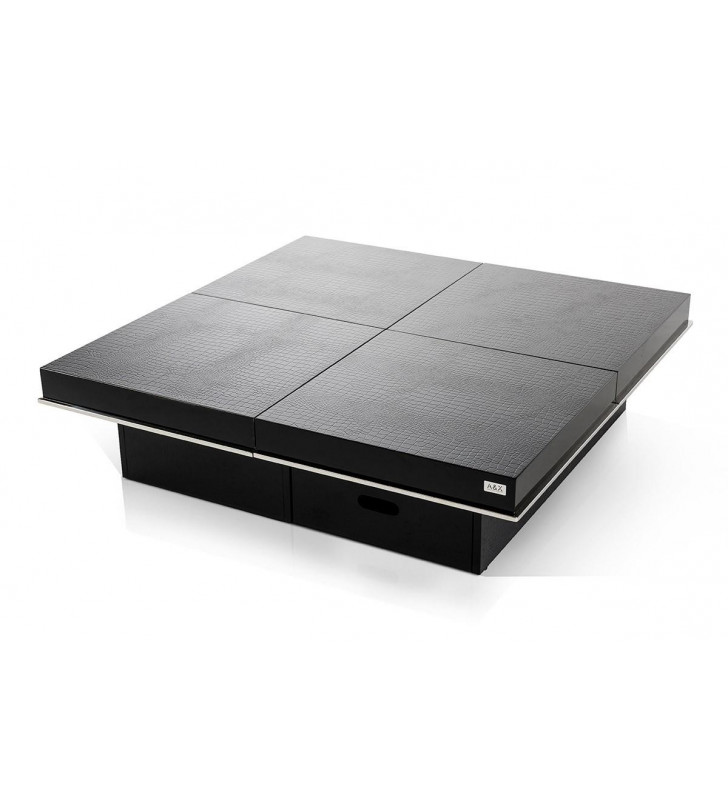 VIG A&X Horizon Glossy Black Crocodile Texture Coffee Table Modern Contemporary