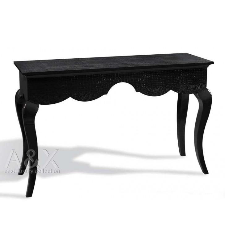 Luxury Glossy Black Lacquer Console Table VIG A&X Baron Classic Traditional