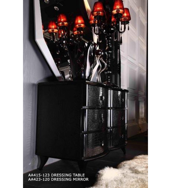VIG A&X Gothic Luxury Gossy Black Crocodile Texture Dresser Contemporary