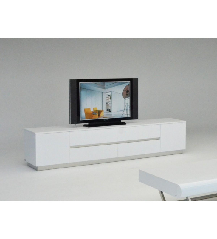 VIG A&X Skyline Glossy White Crocodile Texture TV Entertainment Center Modern 