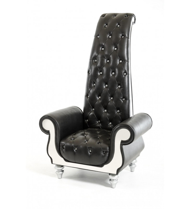 Luxury Clasiscal Black Italian Leather Tall Chair VIG Divani Casa Luxe Modern