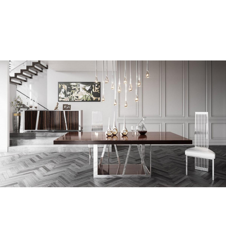 Rectangular Dining Table Ebony High Gloss Finish VIG Modrest Sherman Modern 