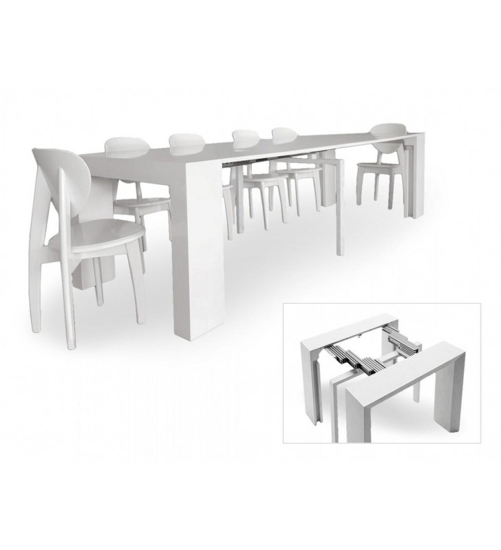 Glossy White Extendable Dining Table VIG Versus Doreen Modern Contemporary