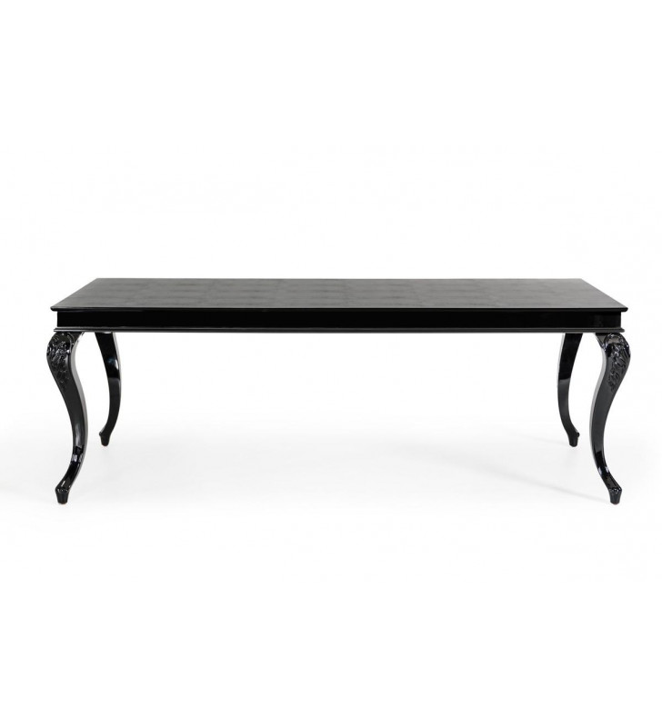 Glam Black Crocodile Dining Table w/ Glossy Legs VIG A&X Sovereign Transitional