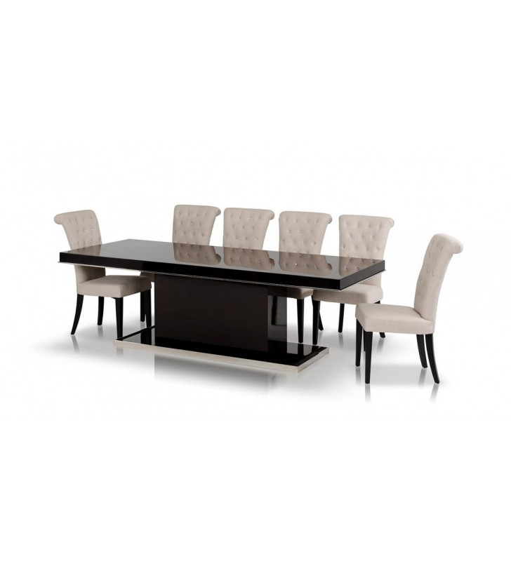 Luxury Ebony Lacquer Dining Table VIG Modrest Noble Modern Contemporary 