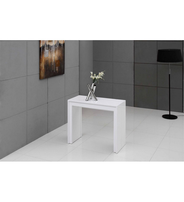 Ultra-Compact Extendable White Dining Table VIG Modrest Morph Modern 