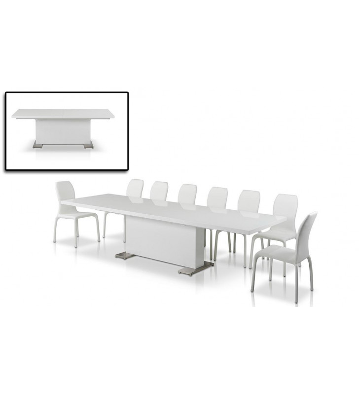 Glossy White Rectangular Dining Table VIG Modrest Bono Modern Contemporary 