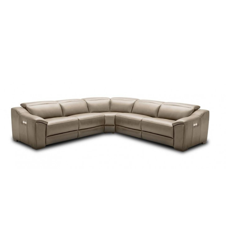 J&M Nova Modern Tan Premium Italian Leather Living Room Recliner Sectional