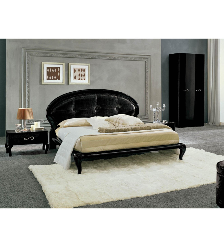 ESF Magic Comp 11 Contemporary Black Gloss Lacquer w/Eco Leather Queen Bed 3Pcs