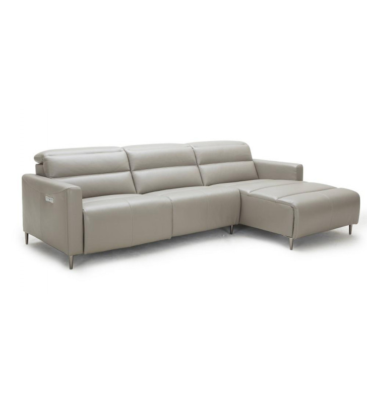 J&M Dylan Contemporary Taupe Premium Leather Motion Sectional Sofa RHC