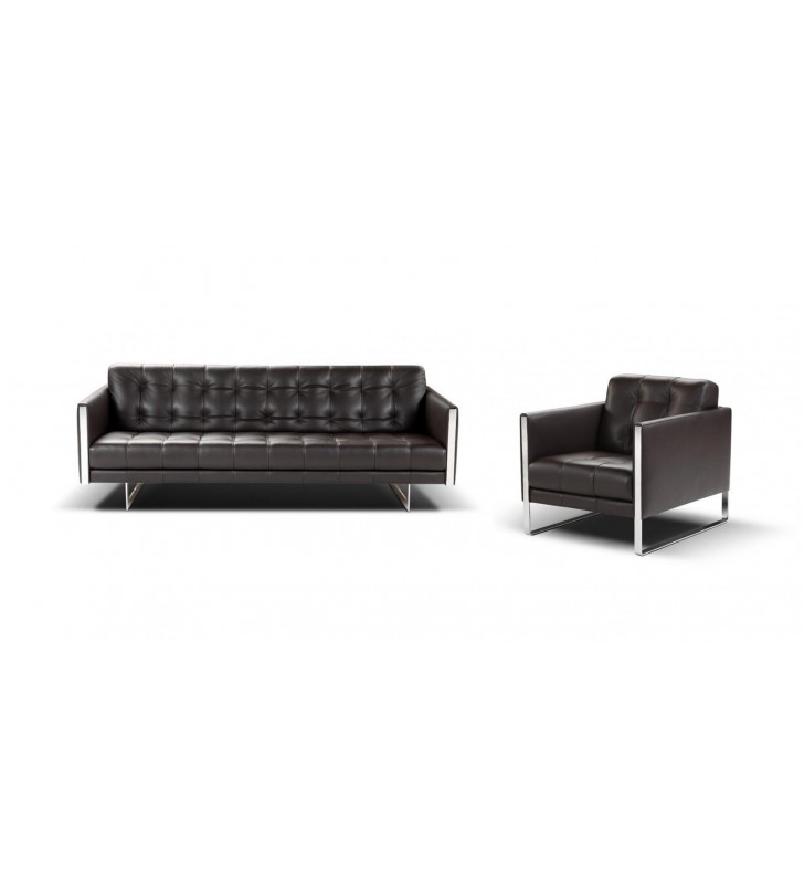 Mocha Premium Italian Leather Sofa Set 2Pcs Modern by Nicoletti J&M Juliet