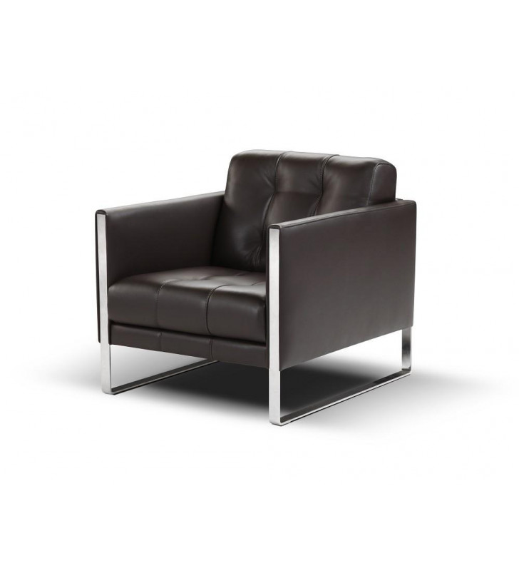 Mocha Premium Italian Leather Armchair Modern by Nicoletti J&M Juliet