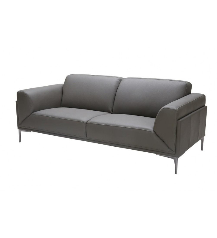 J&M King Modern Grey Premium Italian Leather Living Room Sofa