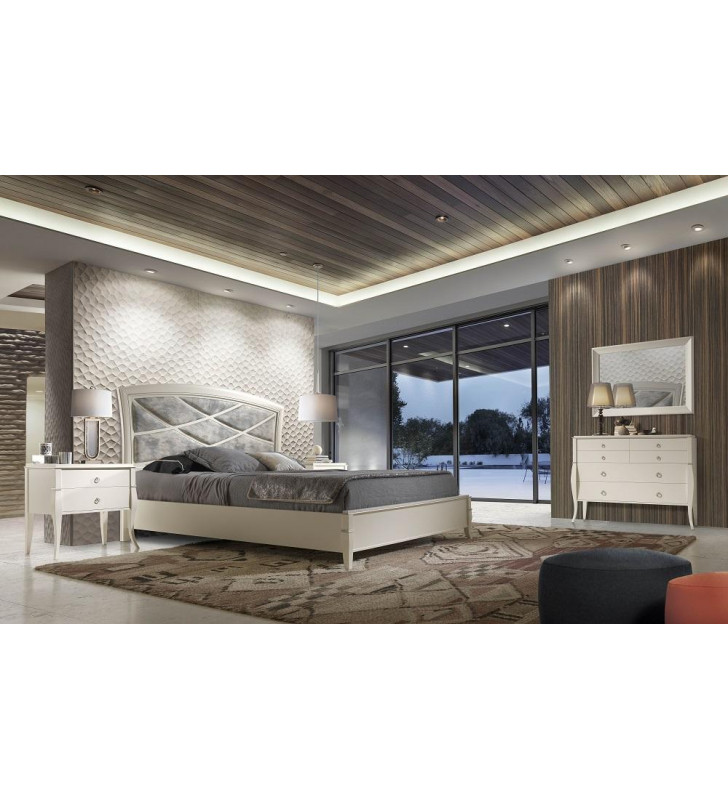 J&M Valeria Modern White Finish Solid Wood Queen Size Bedroom Set 3 Pcs