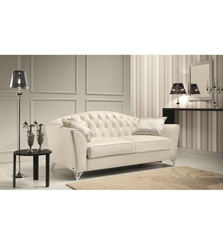 White Premium Leather Sofa Made in Italy J&M Divina Modern 