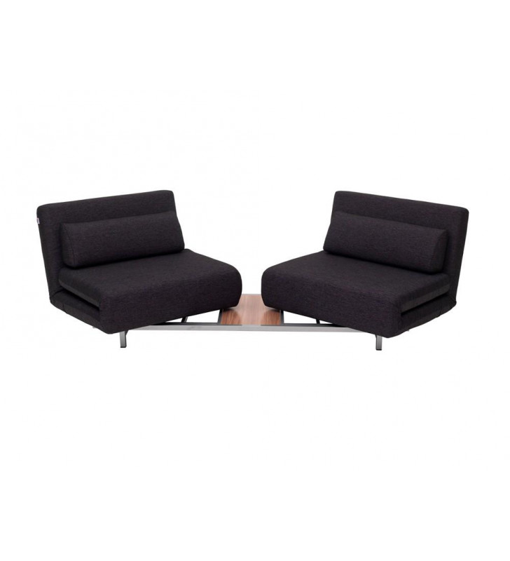 J&M LK06-2 Modern Black Fabric 2 Seat Convertible Living Room Sofa Bed